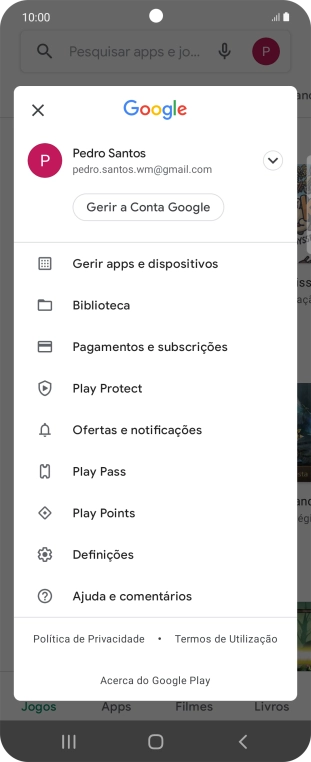 Prima Gerir apps e dispositivos.