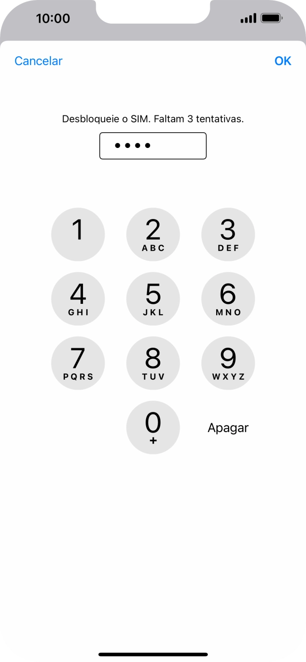 Introduza o seu código PIN e prima OK.