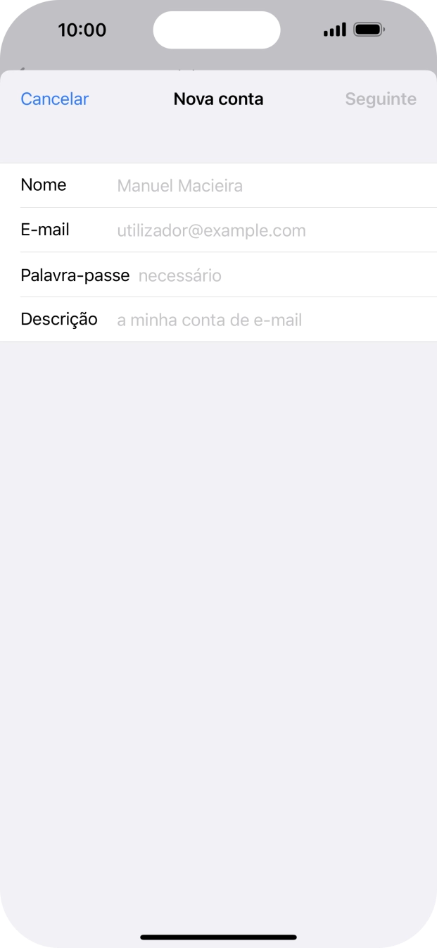 Prima Nome e introduza o nome do remetente pretendido.