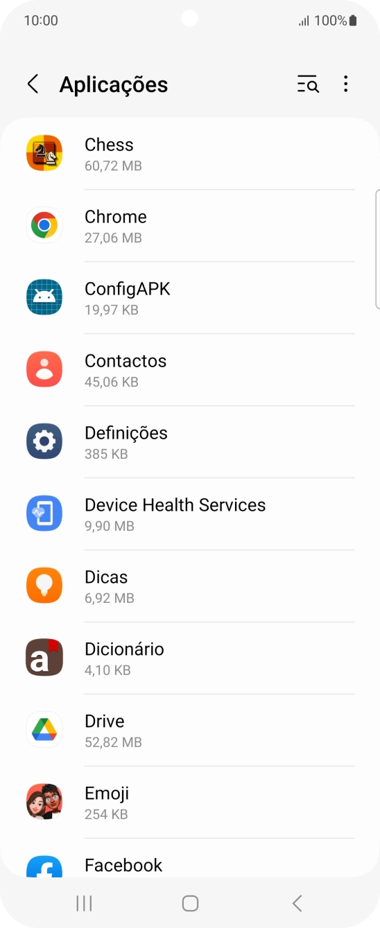 Prima a app pretendida.