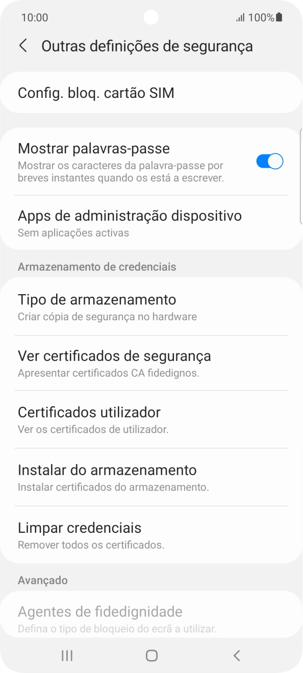 Prima Config. bloq. cartão SIM.