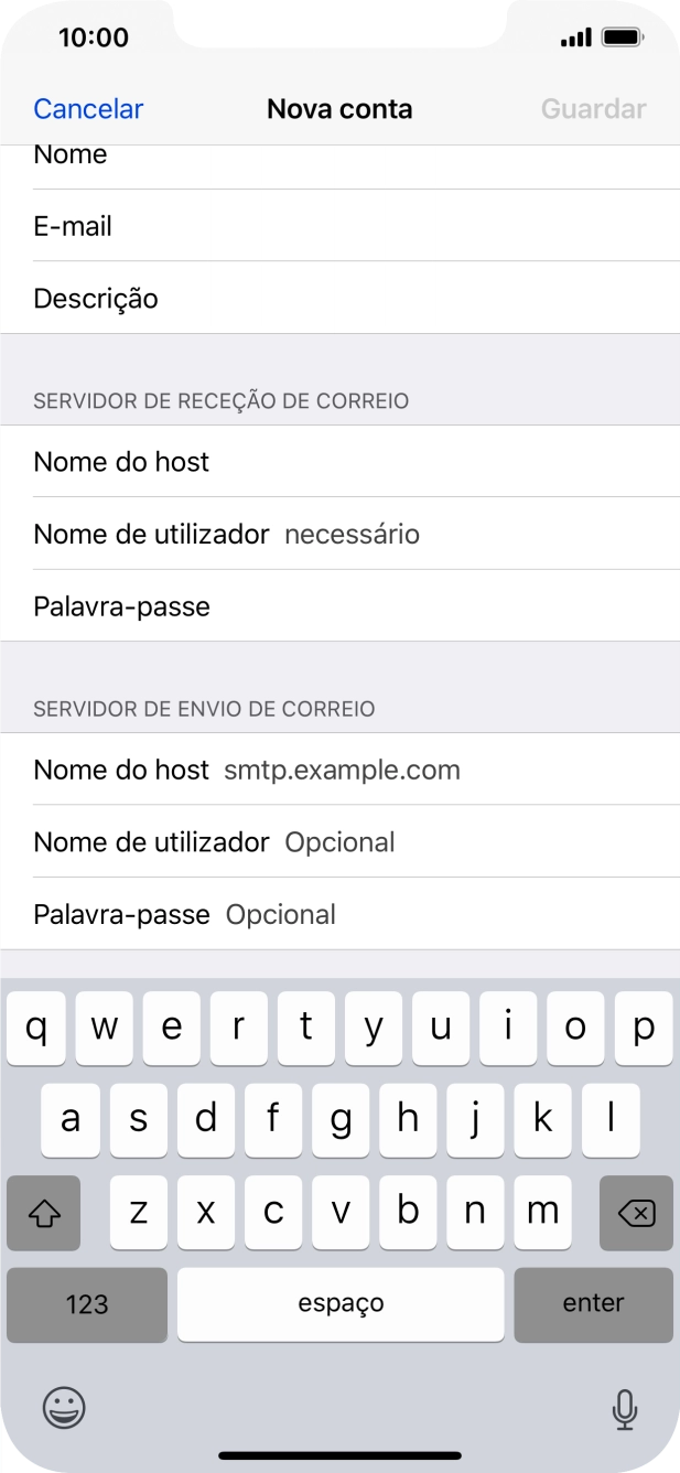 Prima Nome de utilizador e introduza o nome de utilizador da sua conta de e-mail.