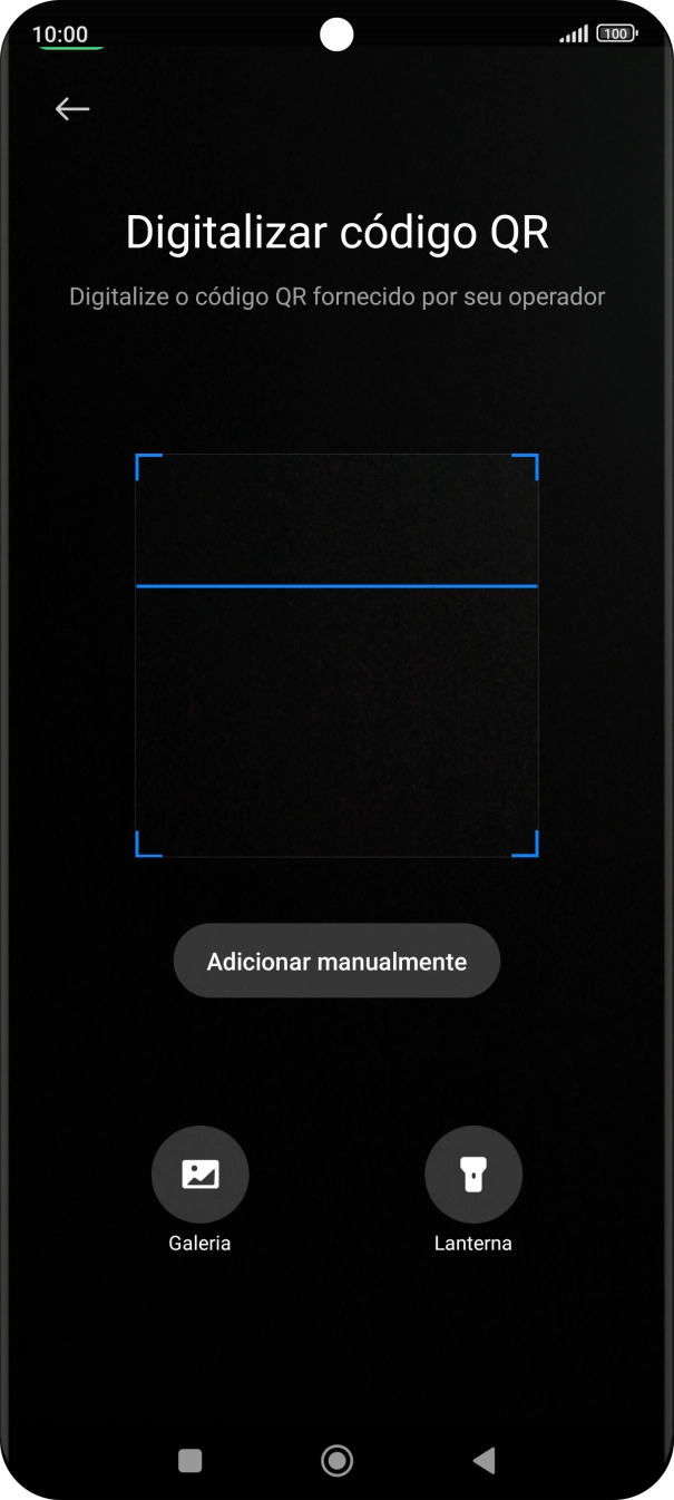 Para scanear o código QR enviado, enquadre-o na moldura da câmara do telefone.