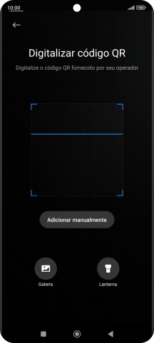 Para scanear o código QR enviado, enquadre-o na moldura da câmara do telefone.