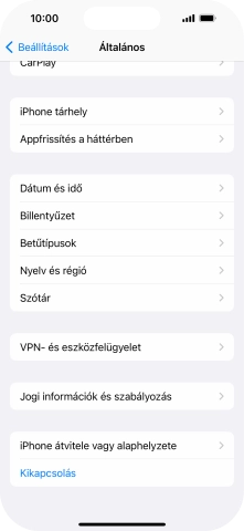 Válaszd az „iPhone átvitele vagy alaphelyzete” lehetőséget.