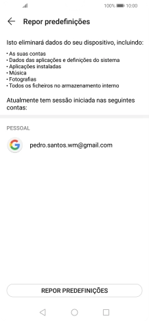 Prima REPOR PREDEFINIÇÕES.