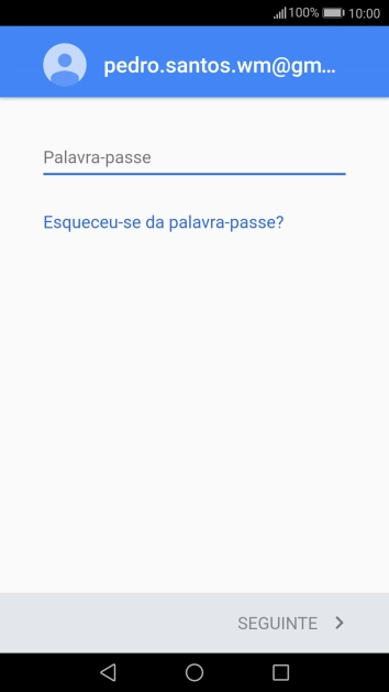 Prima Palavra-passe e introduza a password da sua conta Google.