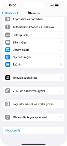 Válaszd az „iPhone-átvitel/-alaphelyzet” lehetőséget.
