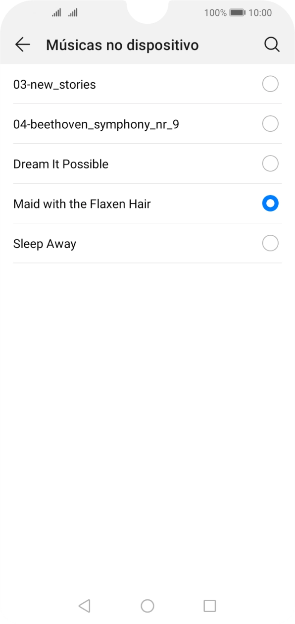 Quando tiver encontrado o tom de toque que pretende, prima a seta para a esquerda.