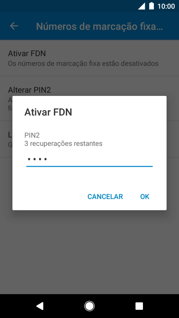 Introduza o código PIN2 e prima OK.