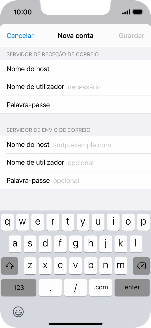 Prima Nome de utilizador e introduza o nome de utilizador da sua conta de e-mail na Vodafone.