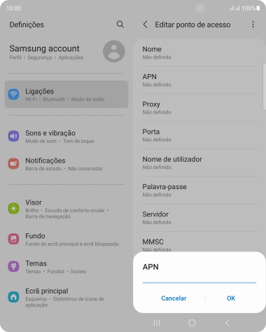 Introduza net2.vodafone.pt e prima OK.