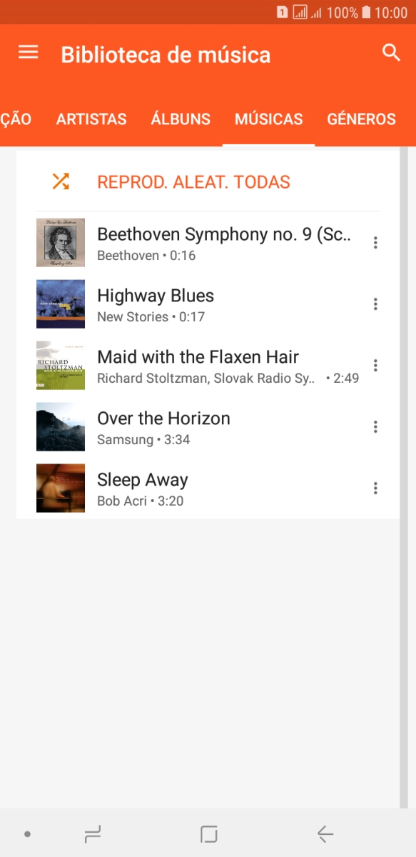 Prima o ficheiro de música pretendido.