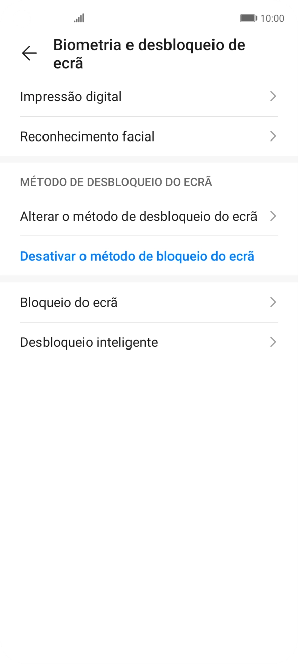 Prima Desativar o método de bloqueio do ecrã.