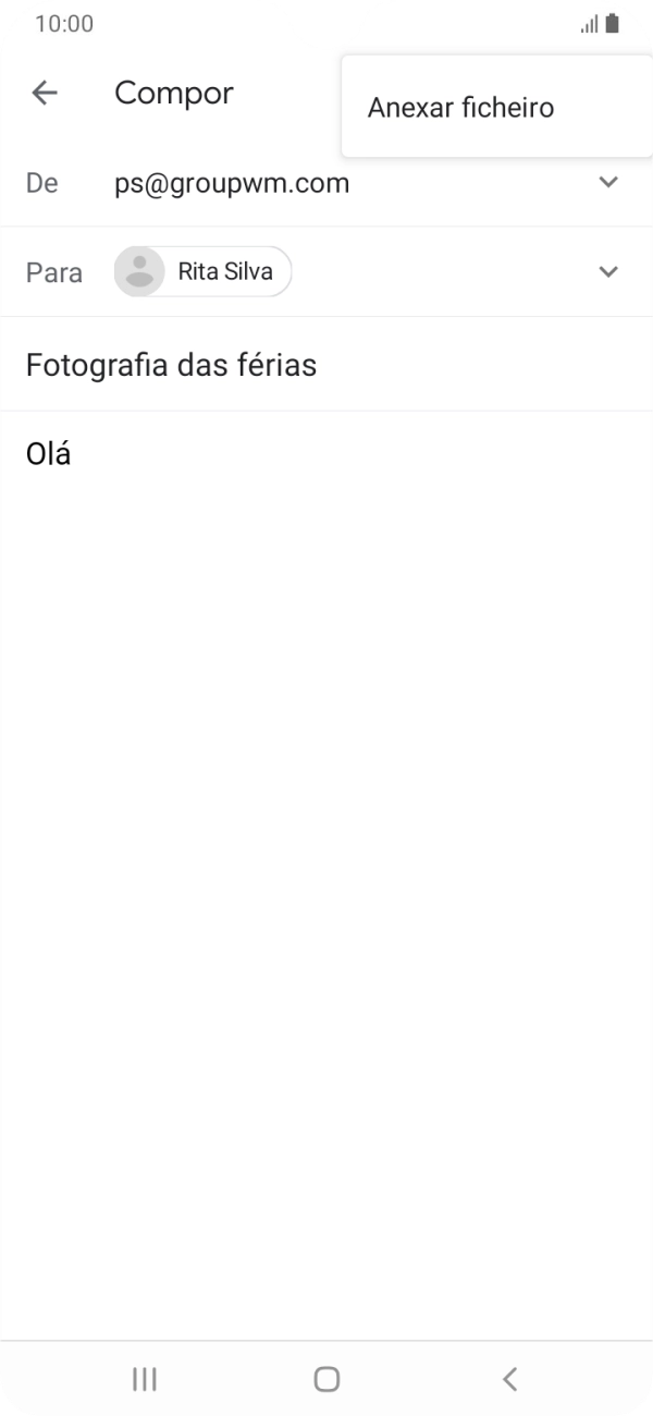 Prima Anexar ficheiro e vá até à pasta pretendida.