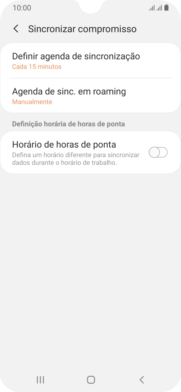 Prima Definir agenda de sincronização.