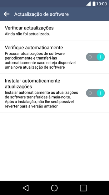 Prima Verificar actualizações. Se existir uma nova versão de software disponível, será agora indicado no ecrã. 
Siga as indicações no ecrã para atualizar o software do telefone.