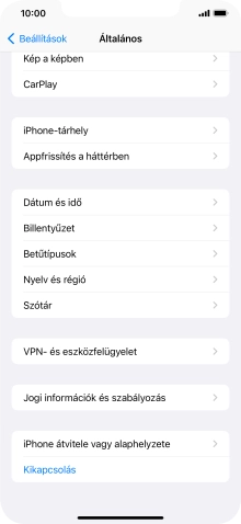 Válaszd az „iPhone átvitele vagy alaphelyzete” lehetőséget.