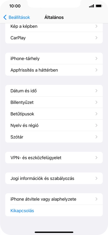 Válaszd az „iPhone átvitele vagy alaphelyzete” lehetőséget.