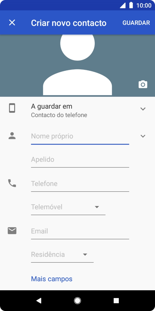 Prima Nome próprio e introduza o nome próprio.