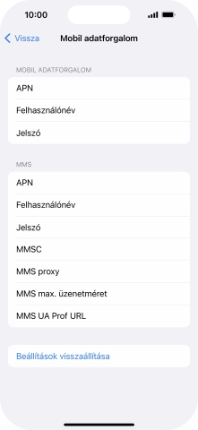 Válaszd az APN lehetőséget. Amennyiben előfizetésed van, írd be azt, hogy mms.vodafone.net.