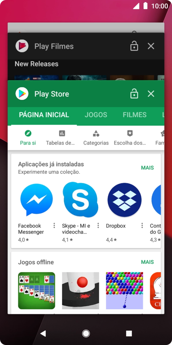 Deslize o dedo para baixo a partir do topo do ecrã.
