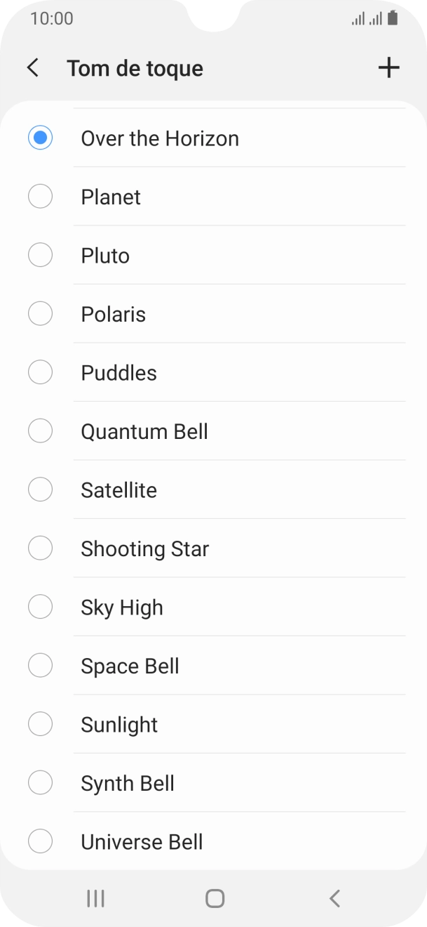 Prima o ícone para adicionar um tom de toque.