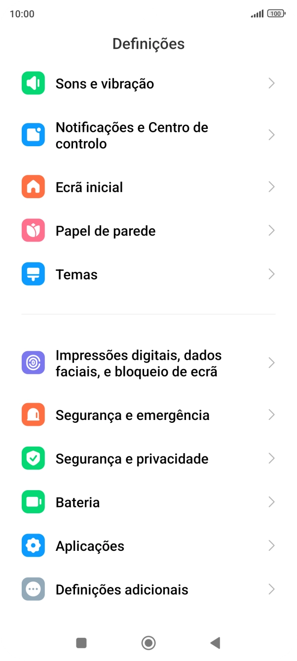 Prima Notificações e Centro de controlo.