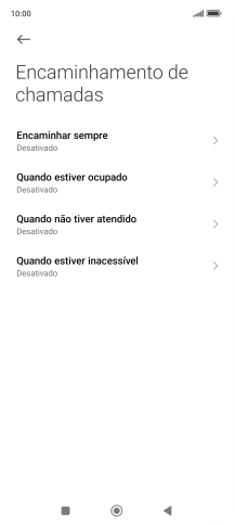 Prima o tipo de desvio pretendido.