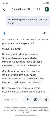 É possível solicitar à Gemini que gere um texto baseado na sua descrição.