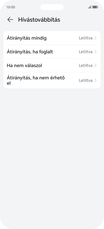 Kattints a kívánt hívásátirányítás-típusra.