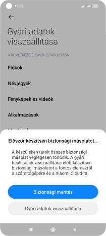 Válaszd a Gyári adatok visszaállítása lehetőséget.