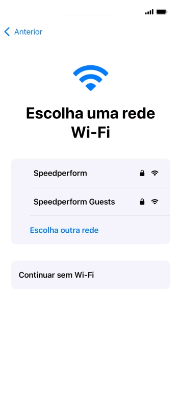 Prima a rede Wi-Fi pretendida. Prima a rede Wi-Fi pretendida.