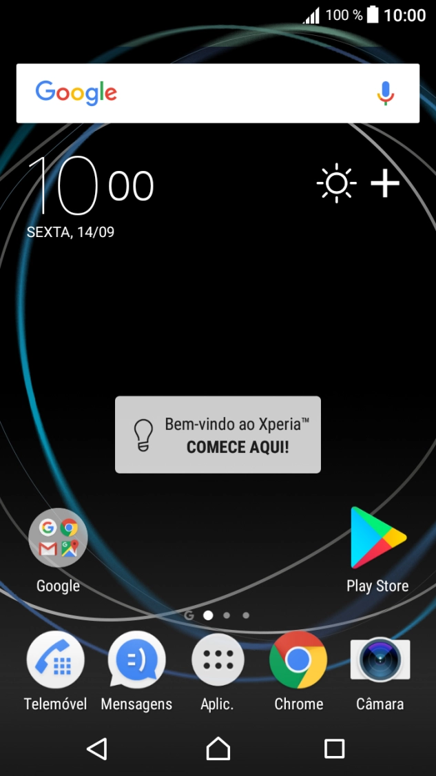 Deslize dois dedos sobre o ecrã de cima para baixo a partir do topo do ecrã.
