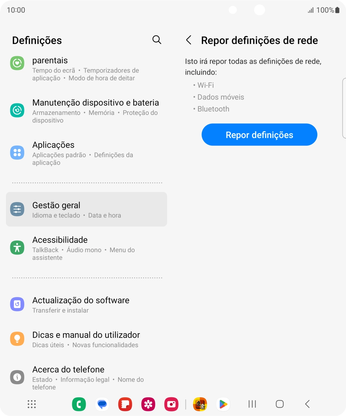 Prima Repor definições.