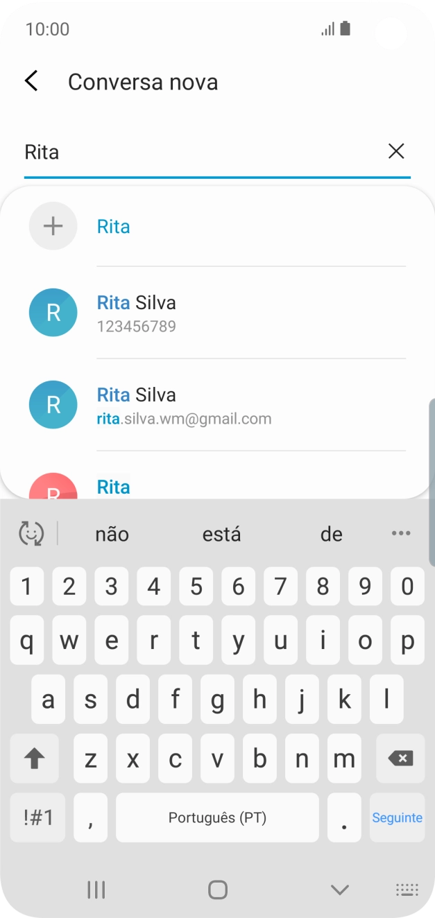 Prima o contacto pretendido.