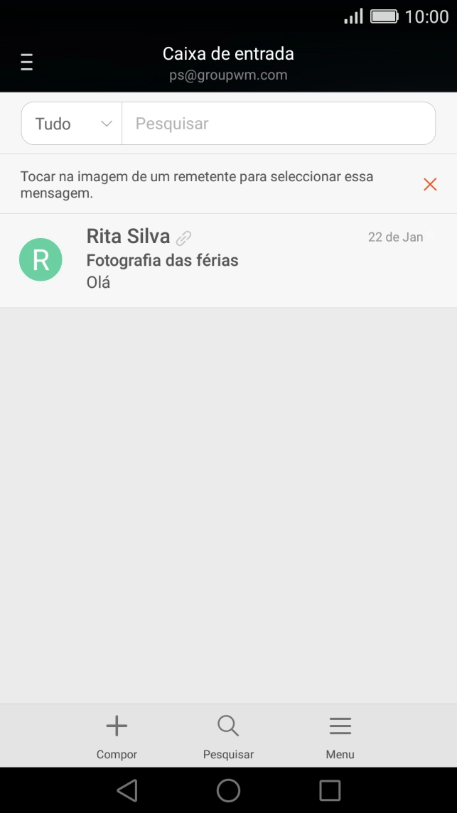 Deslize o dedo sobre o ecrã da esquerda para a direita.