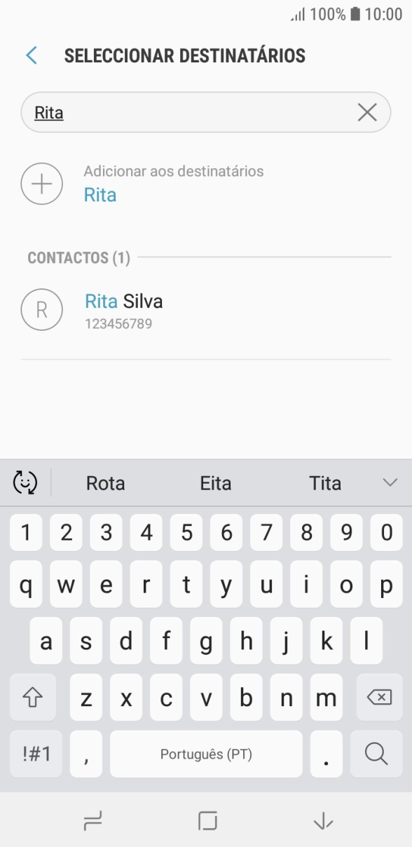 Prima o contacto pretendido.