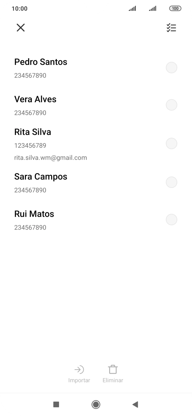 Prima o ícone para selecionar todos.