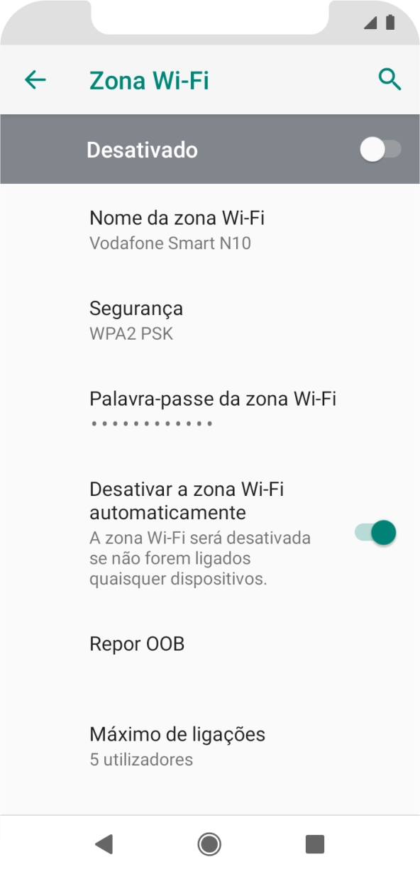 Prima Nome da zona Wi-Fi.