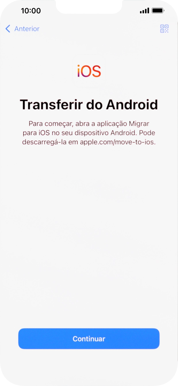 Antes de ser possível transferir conteúdo para o seu telefone, é necessário instalar a app 