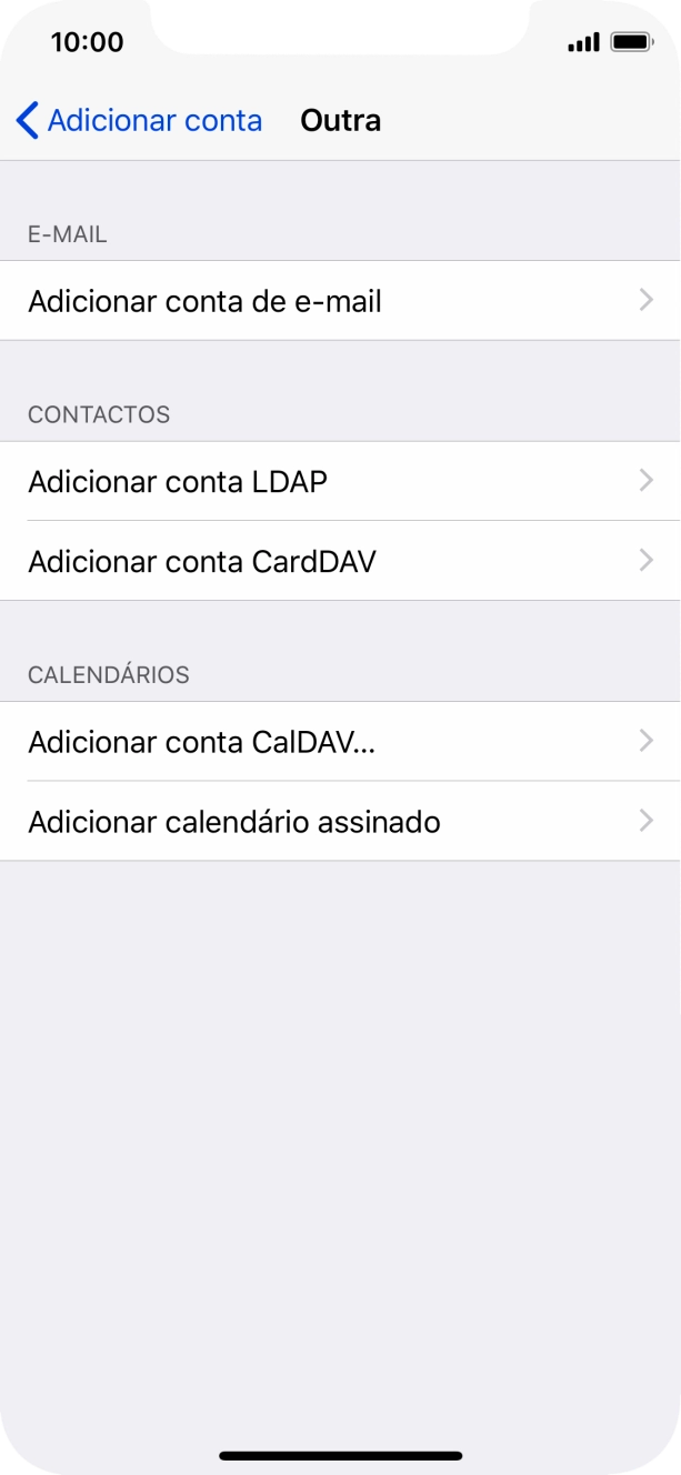 Prima Adicionar conta de e-mail.