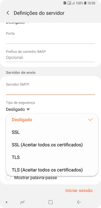 Prima Desligado para desativar a função.