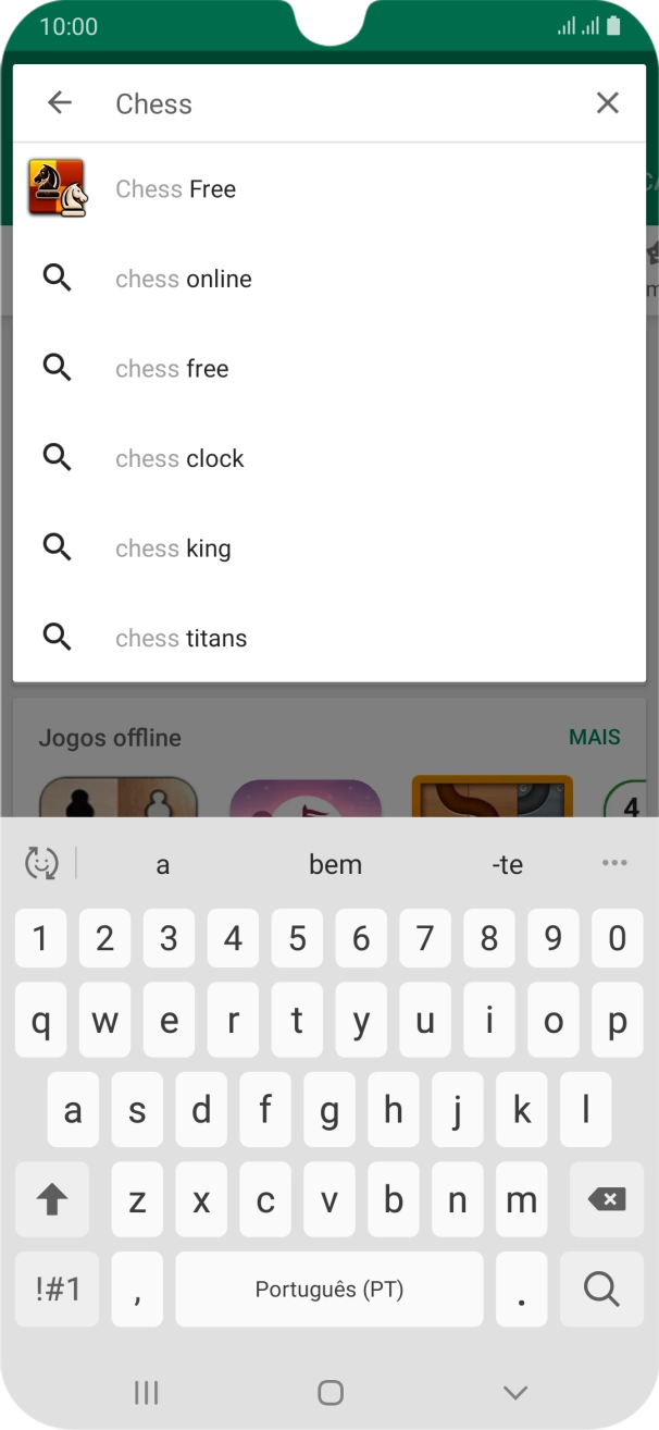 Introduza o nome ou categoria da app pretendida e prima o ícone para pesquisar.