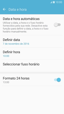 Prima Data e hora automáticas para ativar a função.