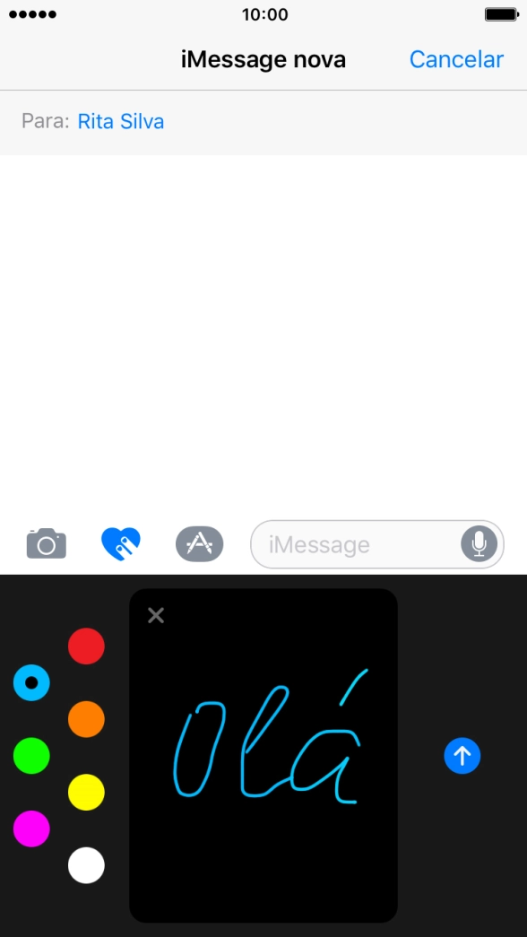 Prima o ícone para enviar quando terminar de escrever a iMessage.