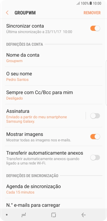 Prima Nome da conta.