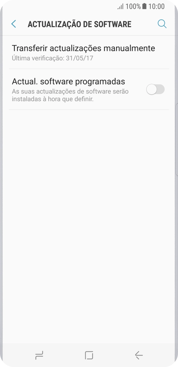 Prima Transferir actualizações manualmente. Se existir uma nova versão de software disponível, será agora indicado no ecrã. Siga as indicações no ecrã para atualizar o software do telefone.