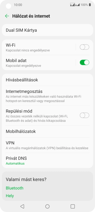 Válaszd az Internetmegosztás lehetőséget.