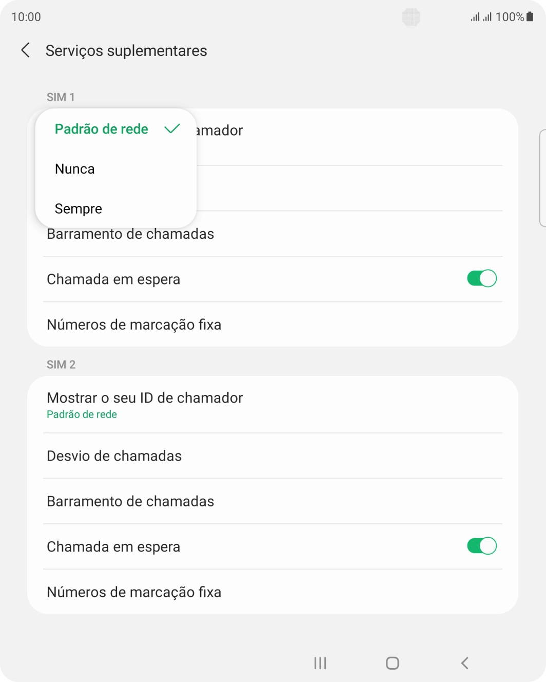 Prima Sempre para ativar a visualização do seu número.